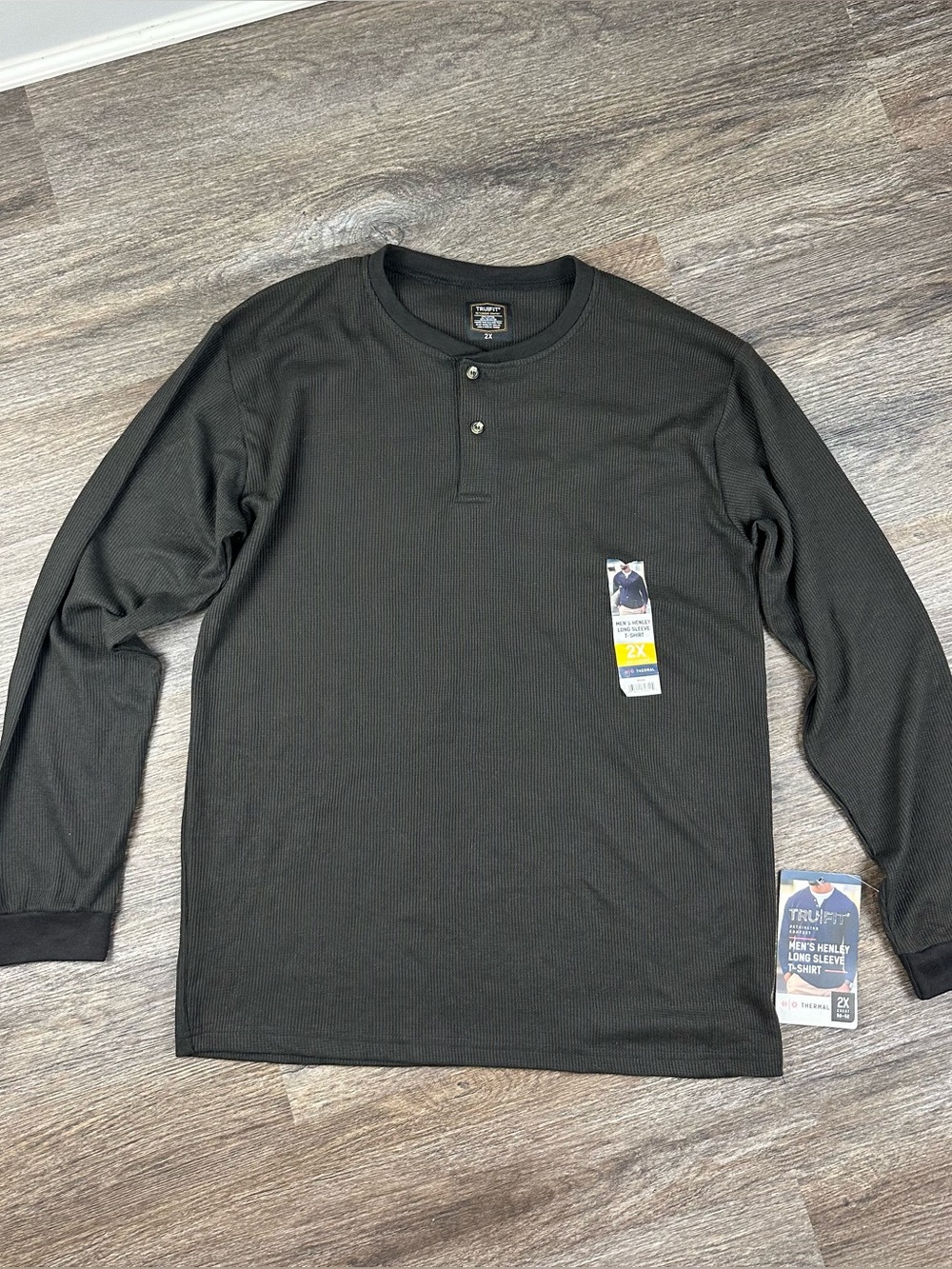 Tru/Fit Brown long sleeve thermal Henley